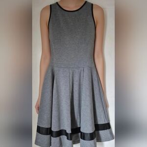 Double Zero Grey Sleeveless Fit & Flare Dress with Black Trim